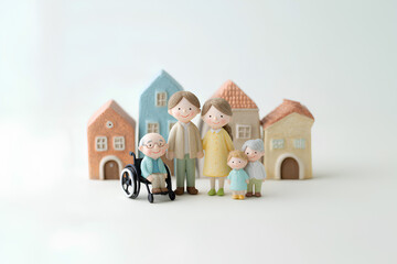 街で支え合う家族と福祉のある幸せな暮らし（3D）まみおデザイン暮らしシリーズ
