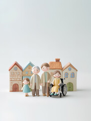 街で支え合う家族と福祉のある幸せな暮らし（3D）まみおデザイン暮らしシリーズ
