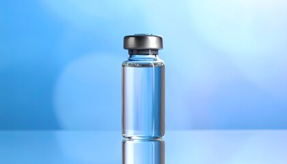 Vaccine in vial on light mirror surface