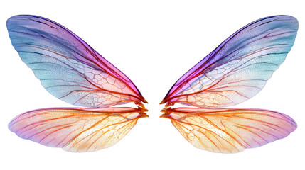 Transparent wing design with neon veins,Transparent background, PNG file