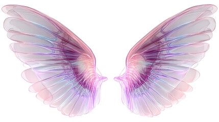 Transparent wings with neon glow tips,Transparent background, PNG file