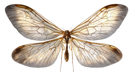 Transparent insect wings shaped like ribsTransparent background, PNG file