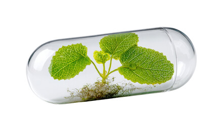 Transparent pod with green saplingTransparent background, PNG file