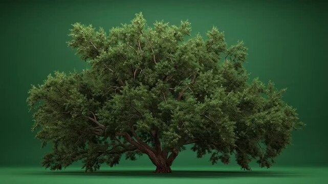 Lush Green Tree Isolated on Vibrant Studio Background for Nature Concepts