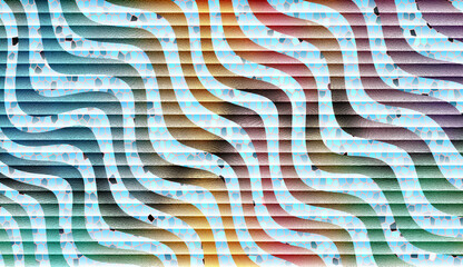 Abstract Wavy Geometric Pattern with Vibrant Gradient Grid and Fluid Motion Texture
