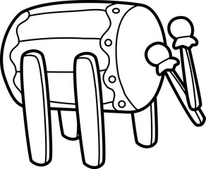 handrawn illustration of Bedug outline style and recolorable