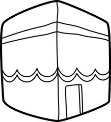 handrawn illustration of Kabah outline style and recolorable