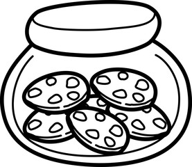 handrawn illustration of Kue Kering outline style and recolorable