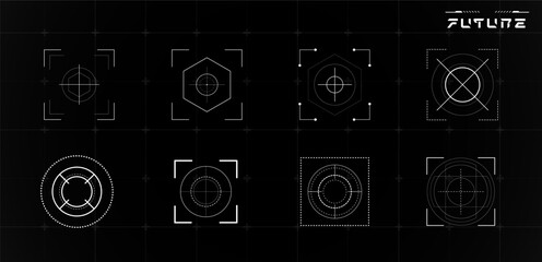 HUD target or aim pointers white . Vector illustration