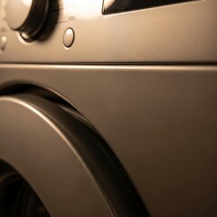 A contemporary unbranded appliance in a dark domestic setting focusing on material textures and clean industrial design.