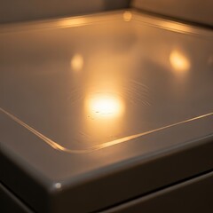 A contemporary unbranded appliance in a dark domestic setting focusing on material textures and clean industrial design.