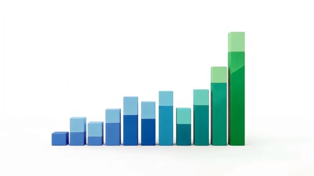 Colorful 3D stacked bar chart graph showing growth and statistics - Powered by Adobe