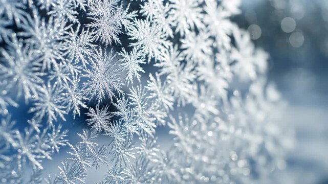 Closeup of intricate snowflakes