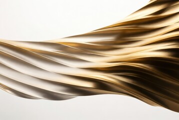 Golden metallic ribbed surface element, flowing ribbed waves with reflective gold material