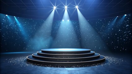 Illuminated stage with spotlights