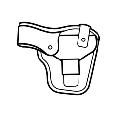 Police Holster Outline With Belt Strap Minimal And Simple White Background Only