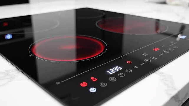 Modern induction cooktop on kitchen counter