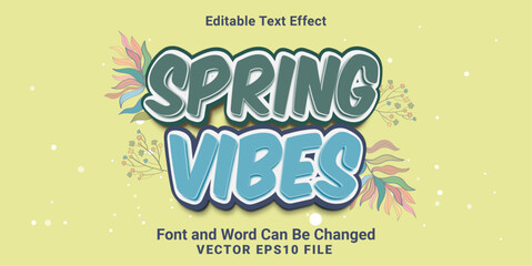 3d editable spring vibes cartoon style text effect