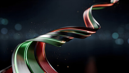 Abstract futuristic stock market visualization with glowing green and red elements, cinematic lighting, dark fintech environment, premium 3D render, no text or symbols. AI Generated.