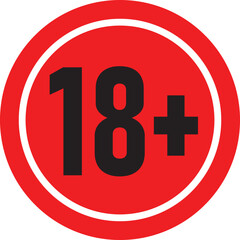 Obraz premium 18+ Plus icon. under 18 years old age limit circle sign symbol