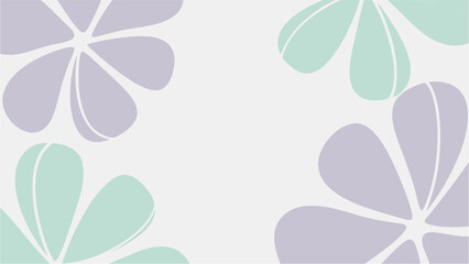 Fototapeta premium Minimal floral shapes vector in pastel lavender and mint, soft abstract botanical background with smooth forms, gentle gradients, and airy negative space