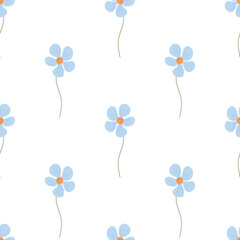 Blue floral seamless pattern. Floral background, blue buds. Cute blue bloom pattern for fabric
