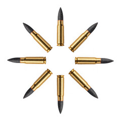 Bullets arranged in a circle isolated on a transparent background