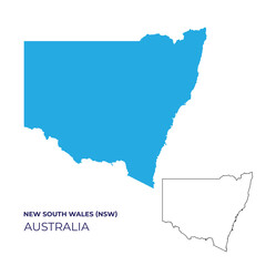 Fototapeta premium Flat vector map illustration of New South Wales (NSW), Australia