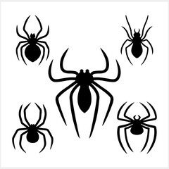 Silhouette of a spider. Stencil animal. Halloween symbol. Tattoo design