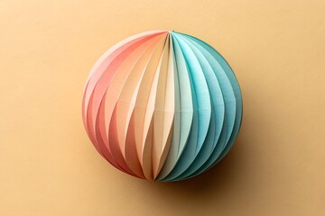 Fototapeta premium Minimalist Floating Paper Sphere on Warm Neutral Textured Background
