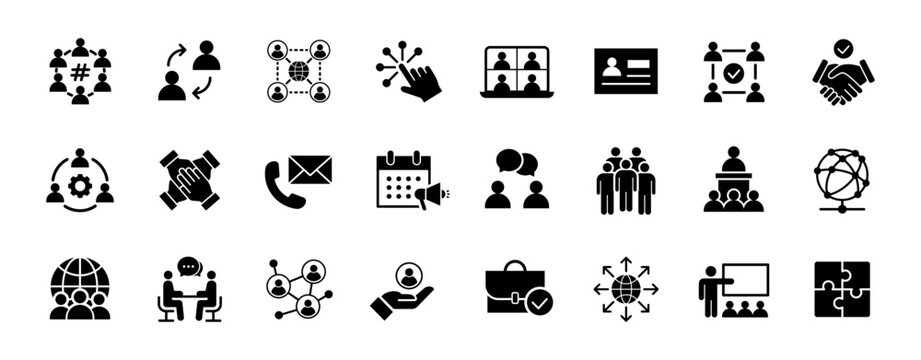 Networking icon set. Community and relationship symbol. Vector illustration.