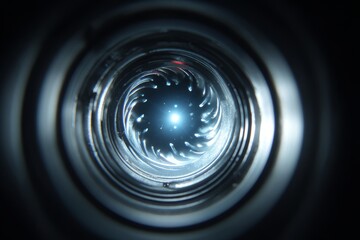 Futuristic Spiral Tunnel with Blue Light Core