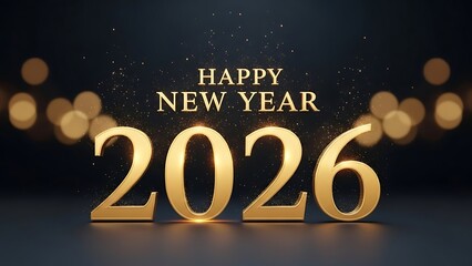 Happy New Year 2026 Golden Text.