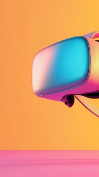 Headset for virtual reality experiences, vibrant colors, digital world immersion, immersive entertainment gateway.