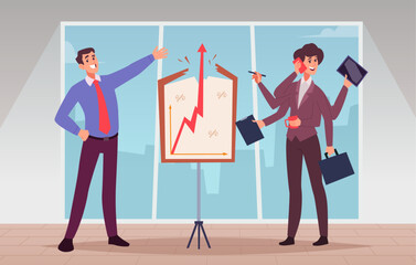 Obraz premium Managers. business multitasking and successful process. conceptual cartoon background