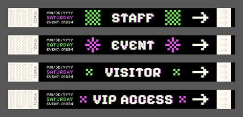 Access control wristbands. Vector template for events and parties