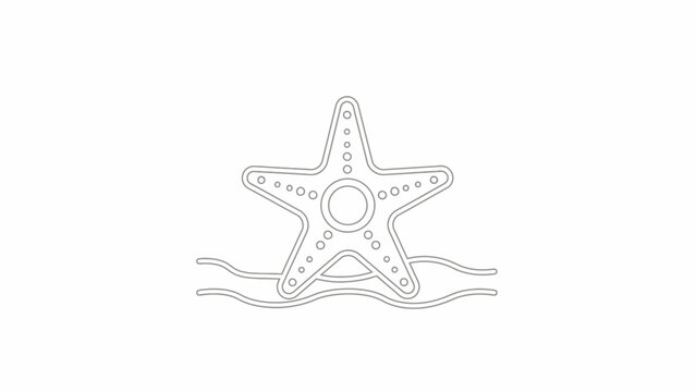 Simple Line Art Starfish Illustration on White Background.