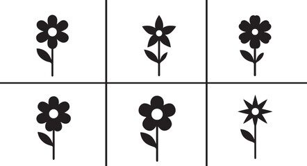 Flower icon set with clean floral symbols for nature themes, decoration, spring design and creative use