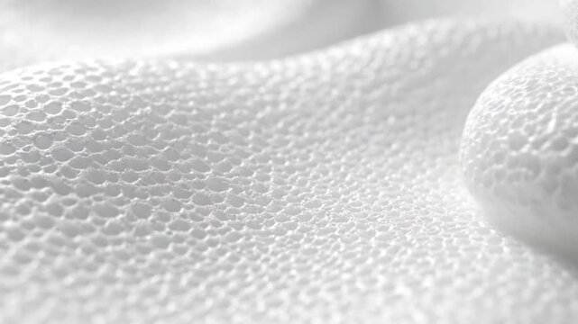 Close-up of a textured, porous, white material with depth of field creating a smooth gradient
