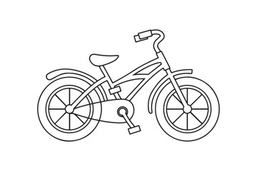 Fototapeta premium Minimalist Bicycle Outline Illustration for Kids Coloring Pages and Transport Icons