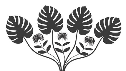 Minimal tropical monstera leaves botanical pattern design