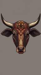 装飾模様の雄牛 緻密な描写