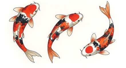 水墨画風 躍動する錦鯉