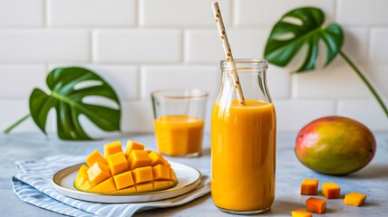 Fresh Mango Smoothie Healthy Breakfast