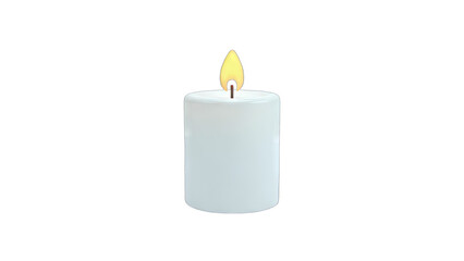 Lit Candle on White Background