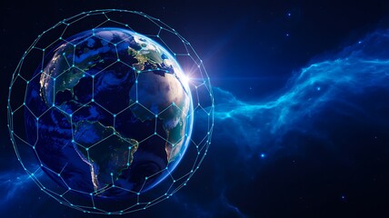 Global Digital Network Around Earth