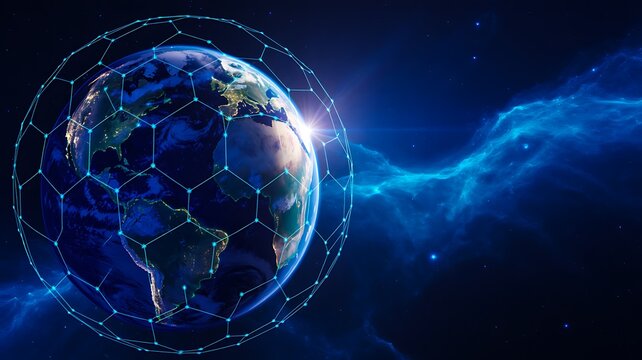 Global Digital Network Around Earth - Powered by Adobe