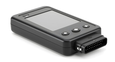 Black diagnostic tool with screen and connector car scanner