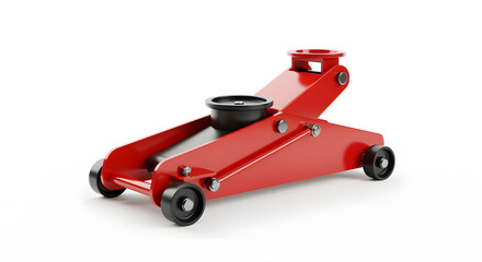 Red Hydraulic Floor Jack on White Background hydraulic jack