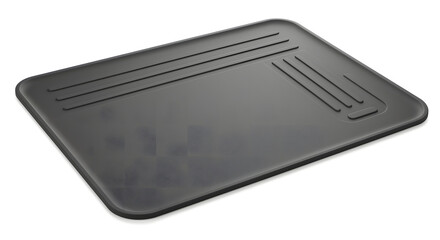 Dark gray rubber mat with raised lines and textured surface
